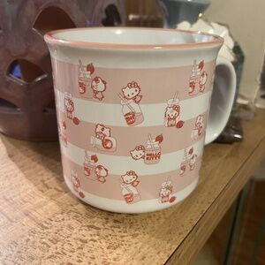 Super Cute HELLO KITTY 20 oz Mug - Pink Stripes, Milk Bottle, Strawberries